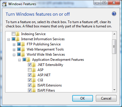 Habilitar soporte para FastCGI IIS7 en Windows Vista SP1 y Windows 7